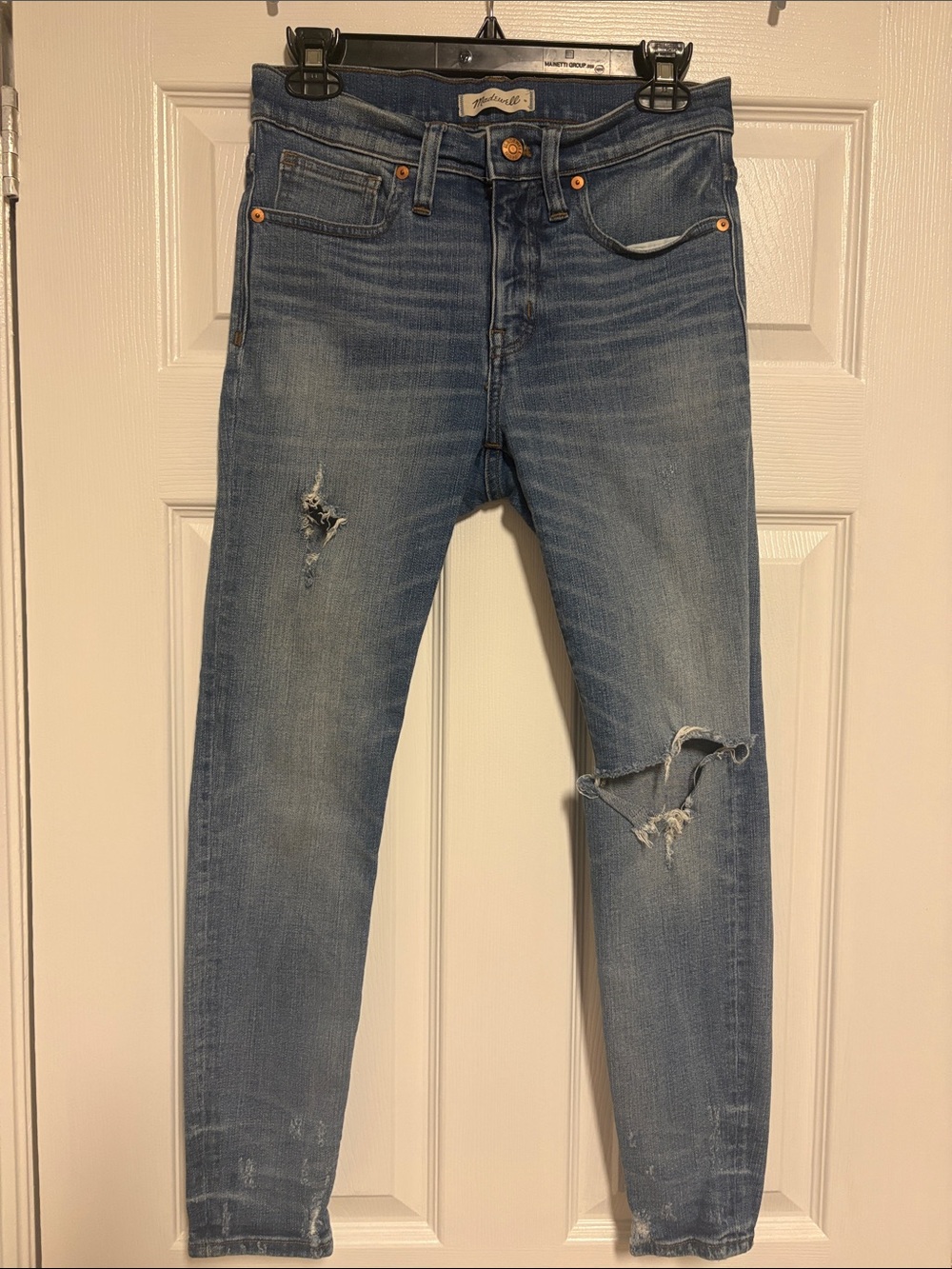 Madewell High-Rise Distressed Light Blue Skinny Jeans